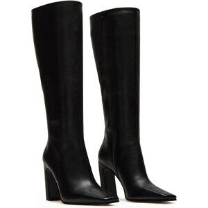 Sleek Black Heeled Boots for Women